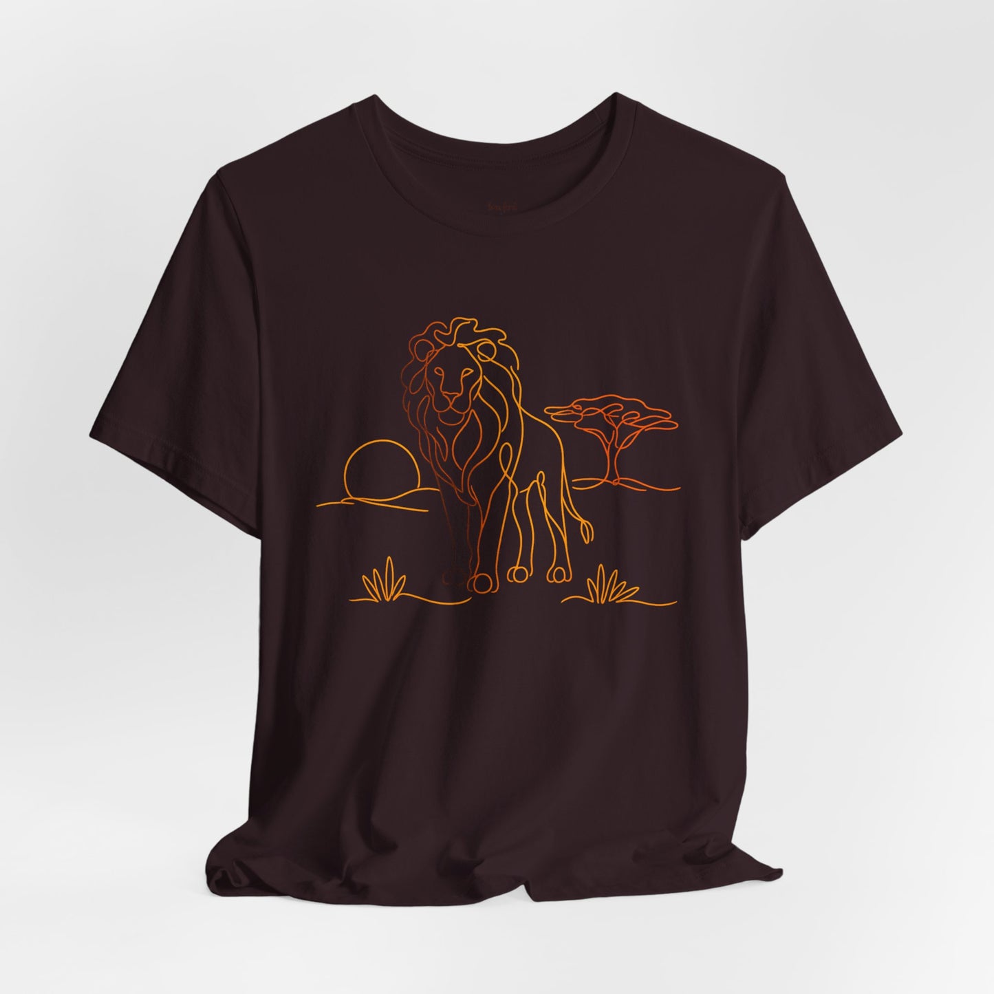Lion Sunset Tee — Minimal Line Art Safari T-Shirt