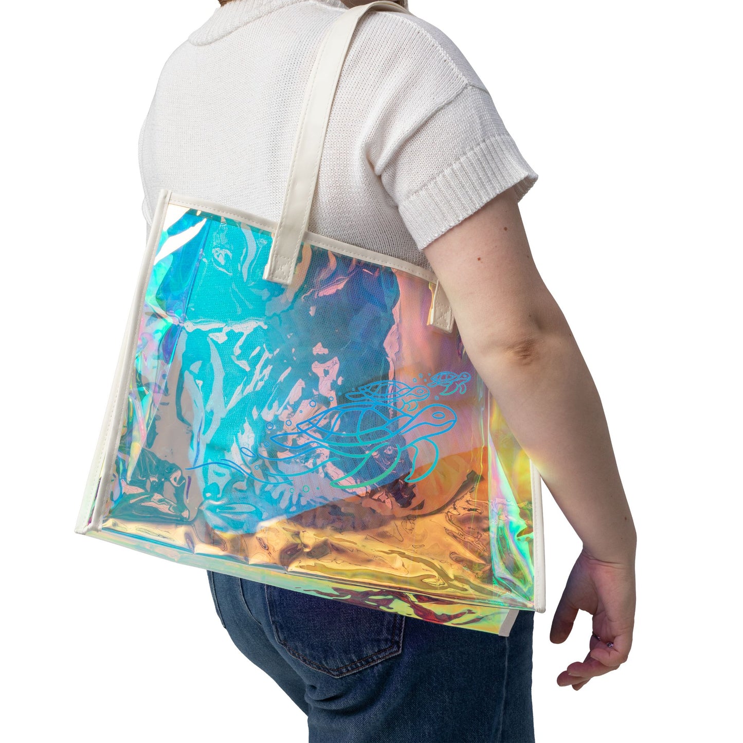 Holographic Sea Turtle Beach Tote
