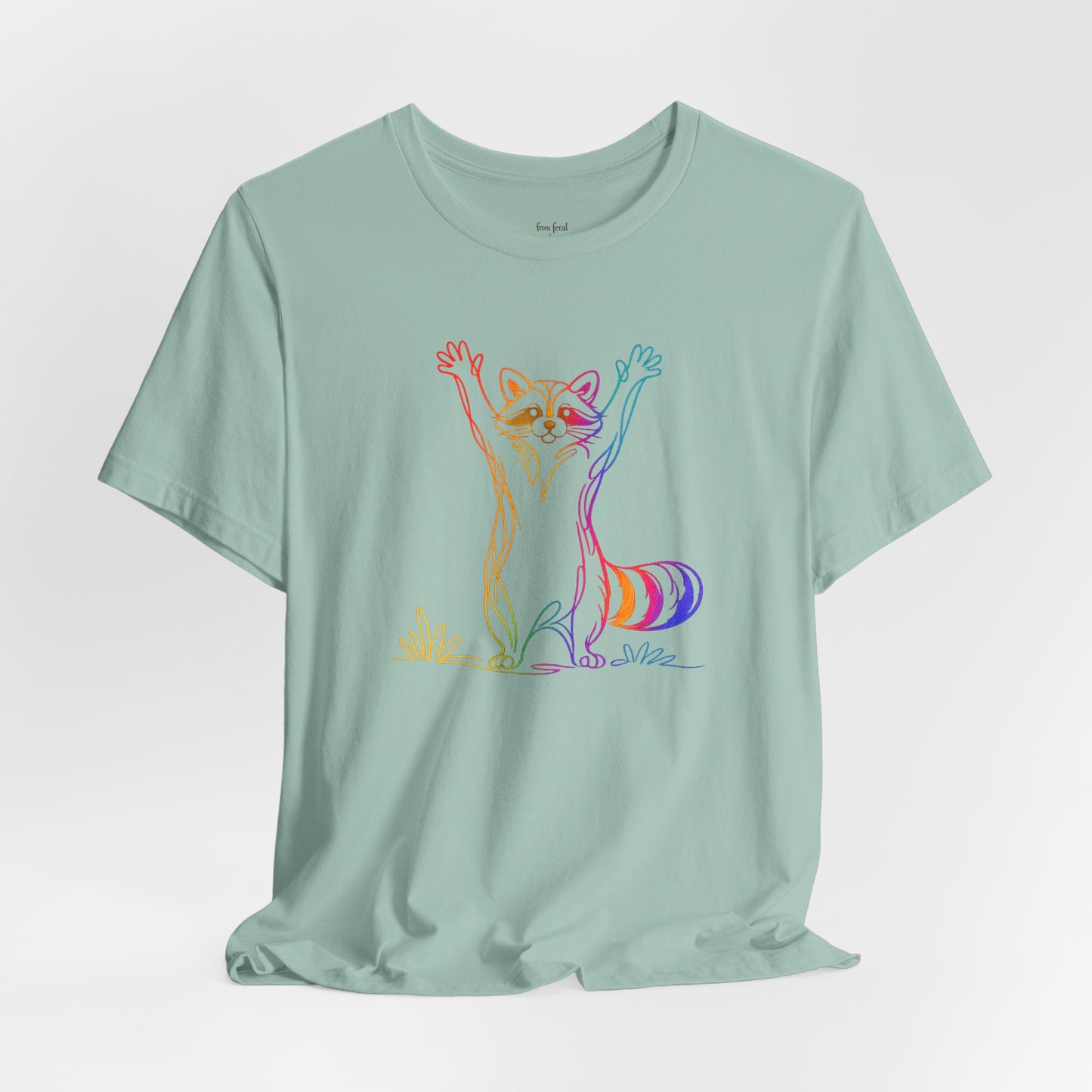 Raccoon Tee — Minimal Line Raccoon Scenic Graphic T-Shirt