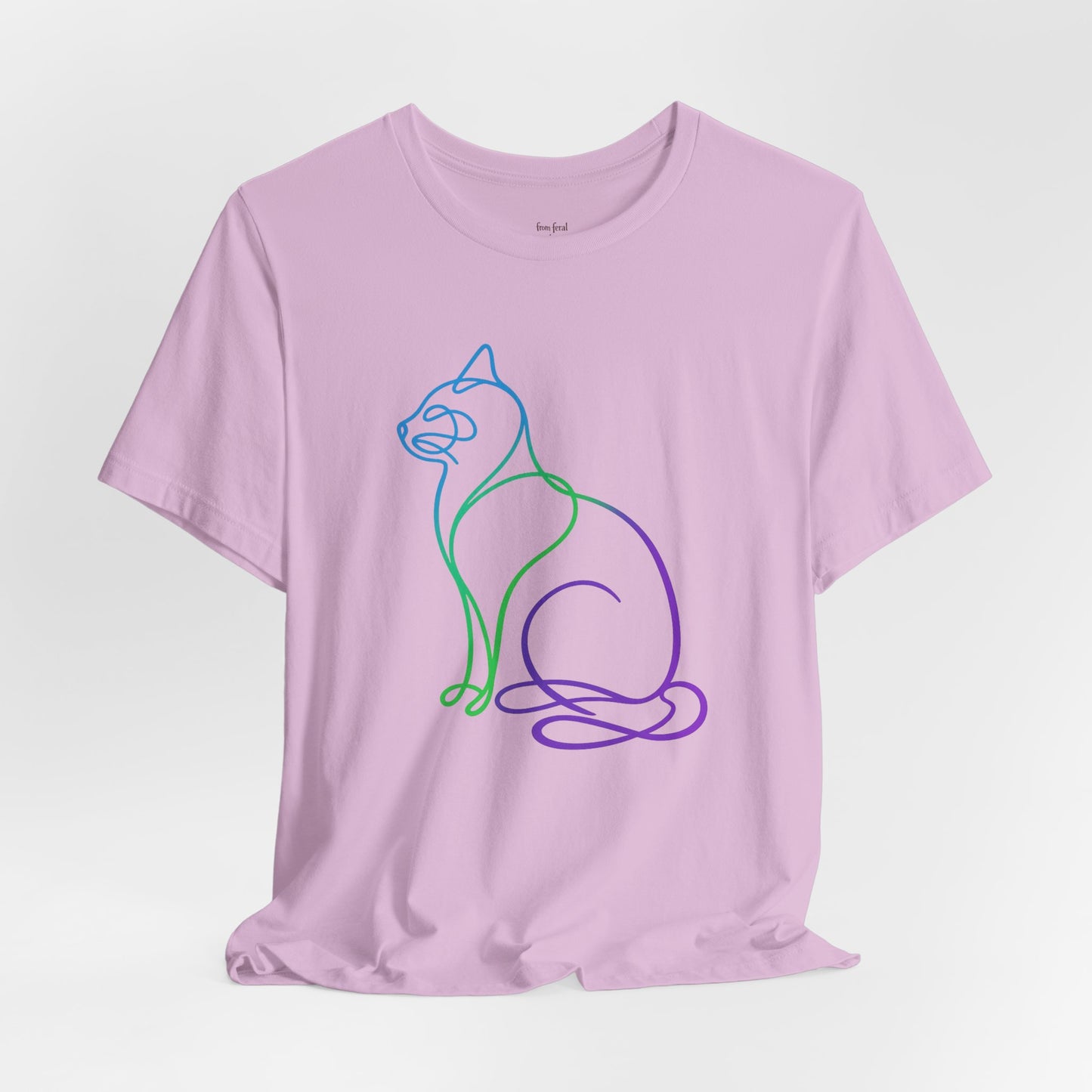 Colorful Line | Work Sitting Cat T-Shirt