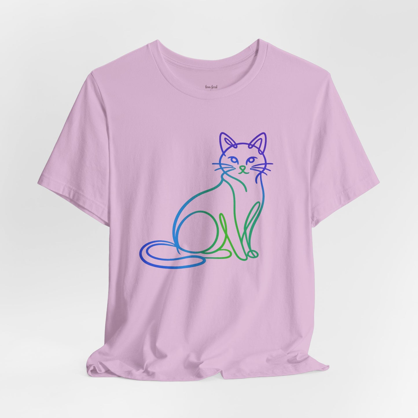 Colorful Line-Work Sitting Cat T-Shirt