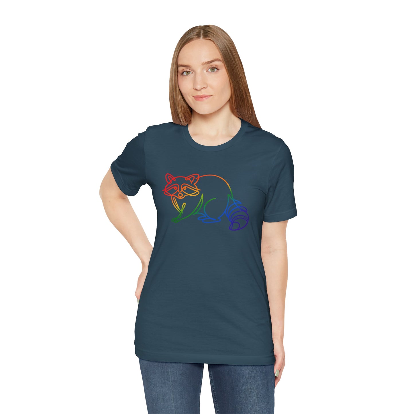 Raccoon Tee — Minimal Line Raccoon Scenic Graphic T-Shirt