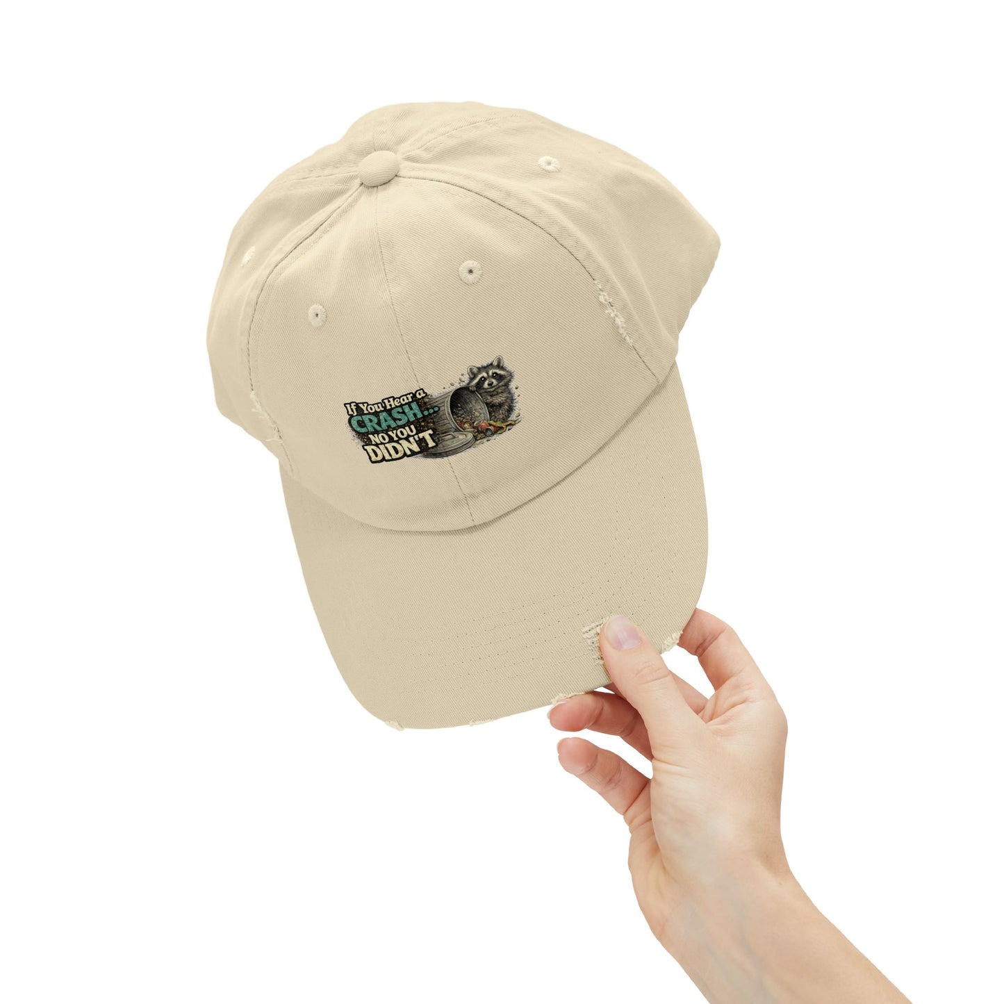 Crash Distressed Cap — Raccoon Mom/Dad Funny Dad Hat