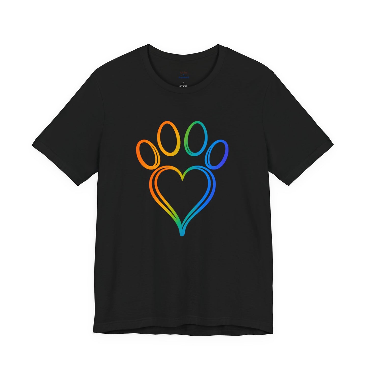 Heart/Paw Colorful Line-Work T-Shirt