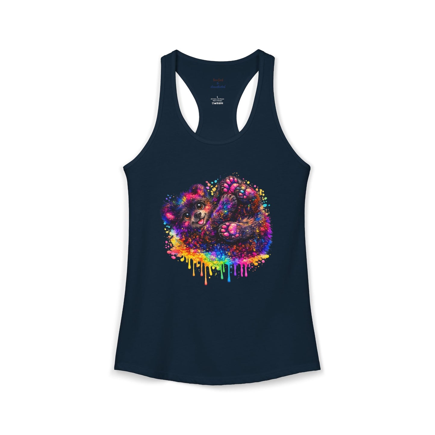 Watercolor Wildlife Bear Cub Racerback Tank