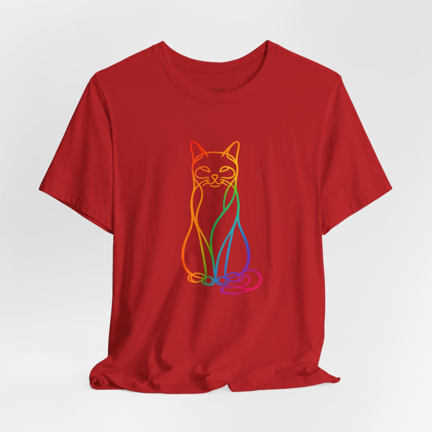 Colorful Line-Work Sitting Cat T-Shirt