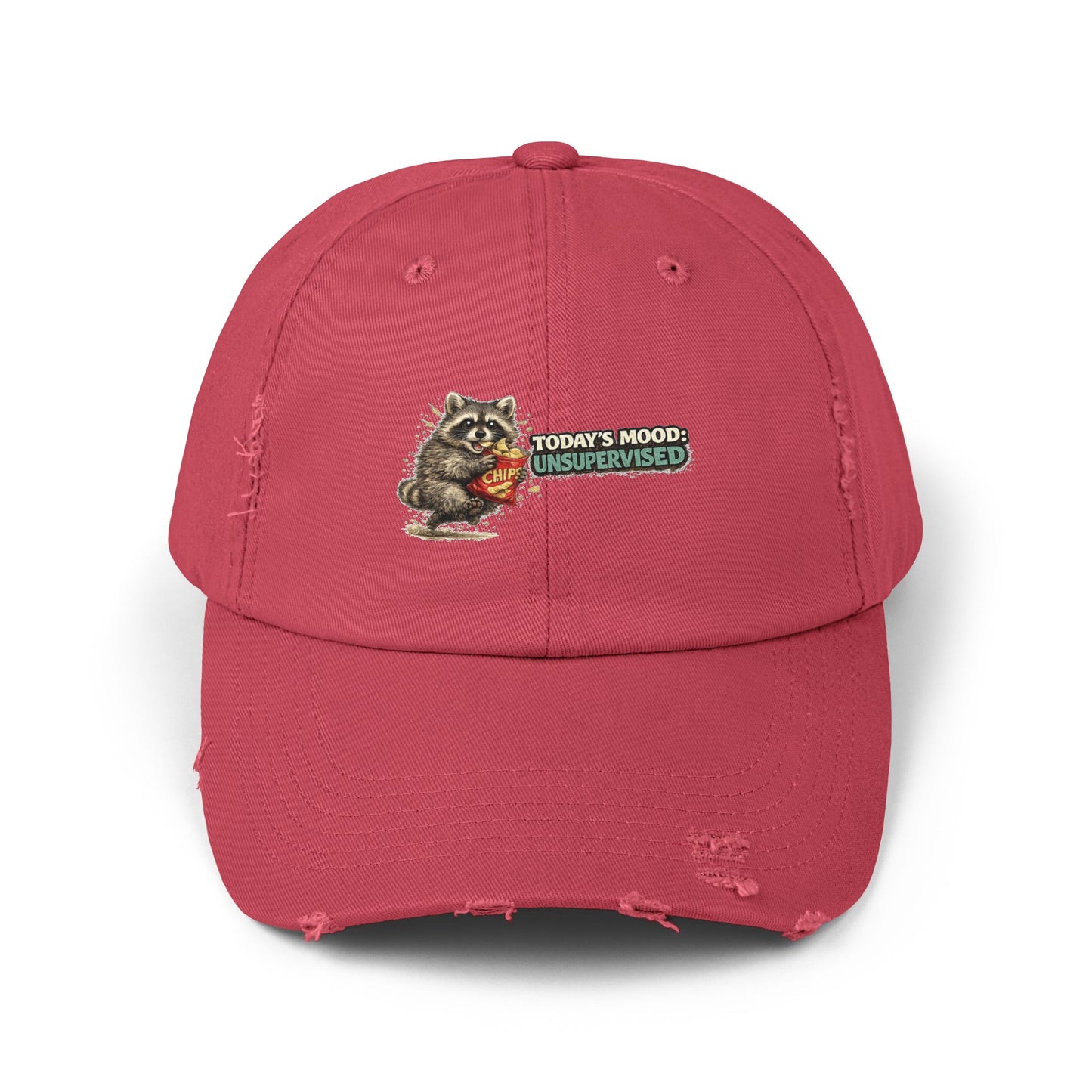 Today's Mood Distressed Cap — Raccoon Mom/Dad Funny Dad Hat
