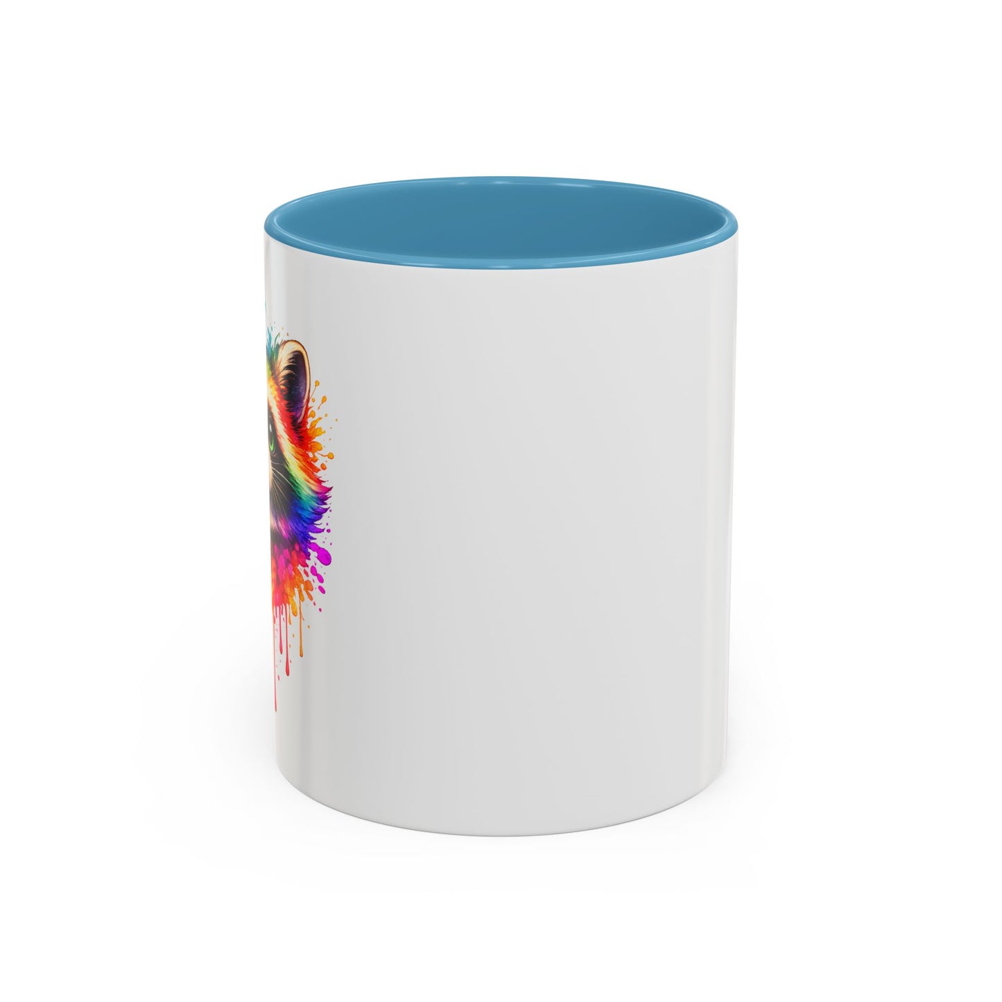 Cheerful Watercolor Raccoon Accent Coffee Mug