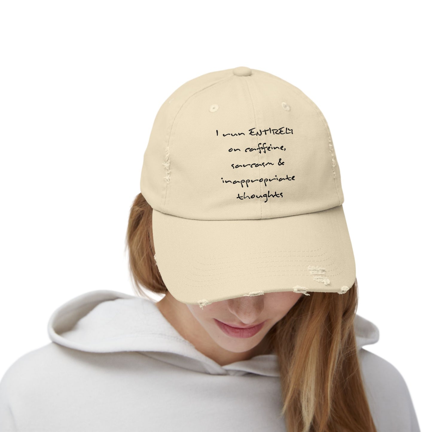 "Run On" Distressed Cap —  Funny Truth Hat