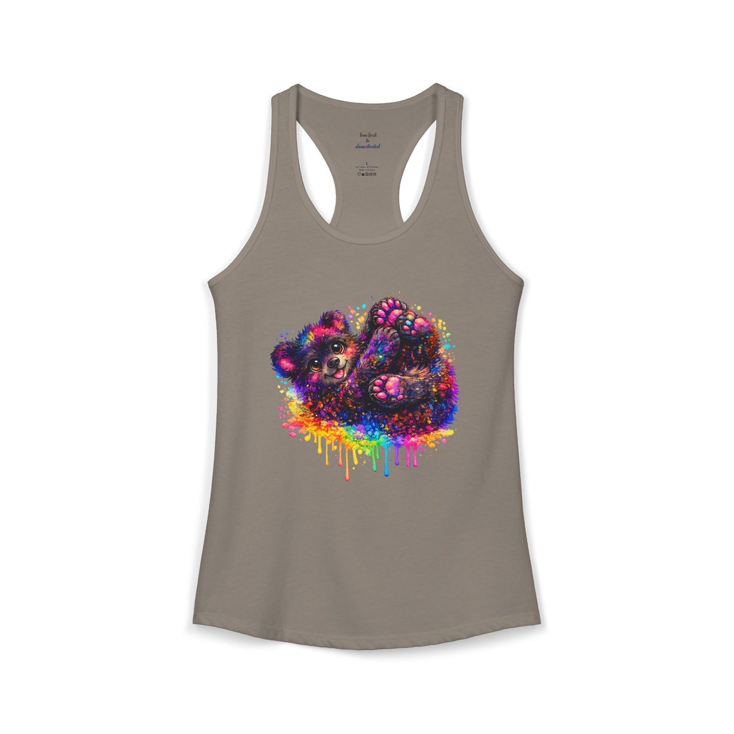 Watercolor Wildlife Bear Cub Racerback Tank