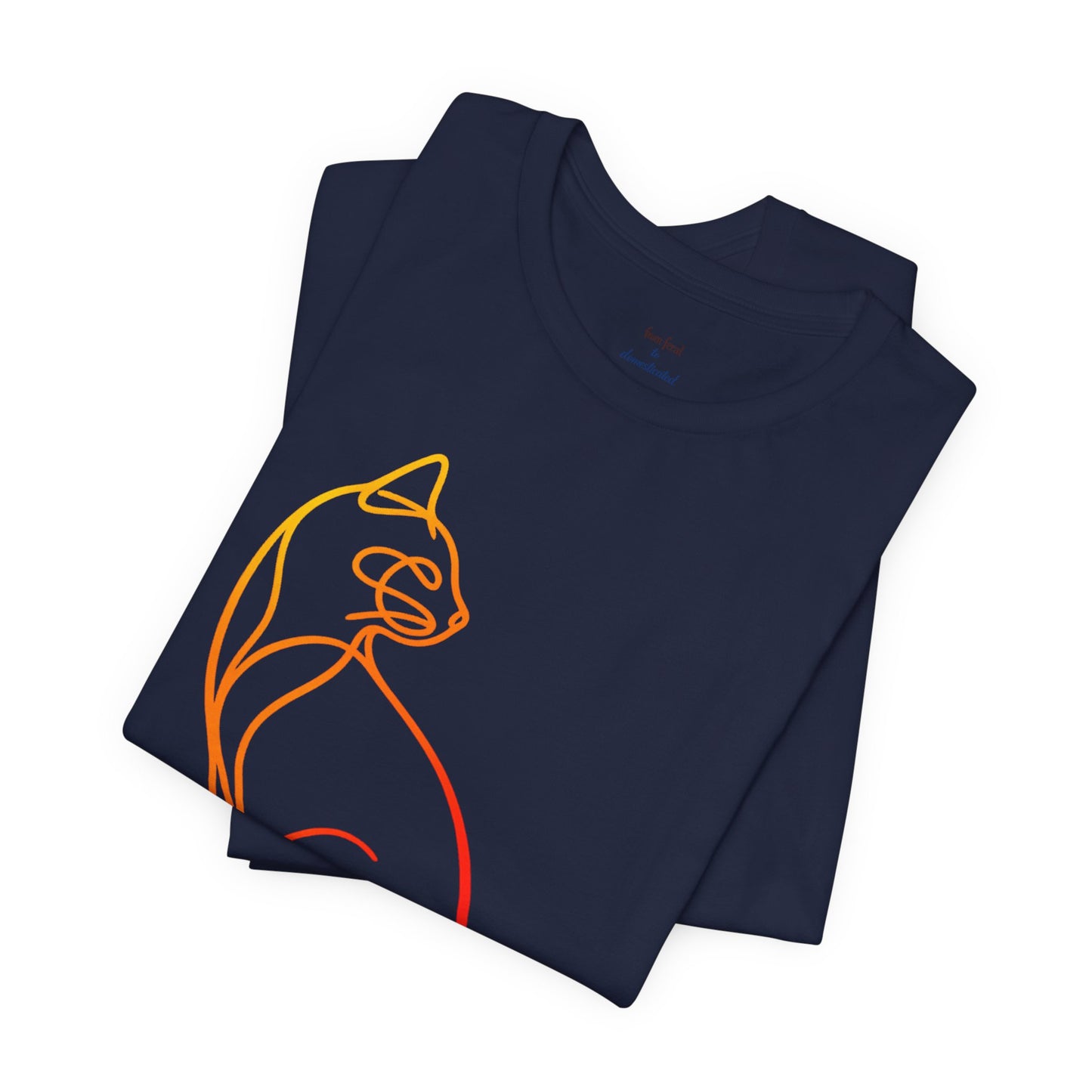 Colorful Line-Work Sitting Cat T-Shirt