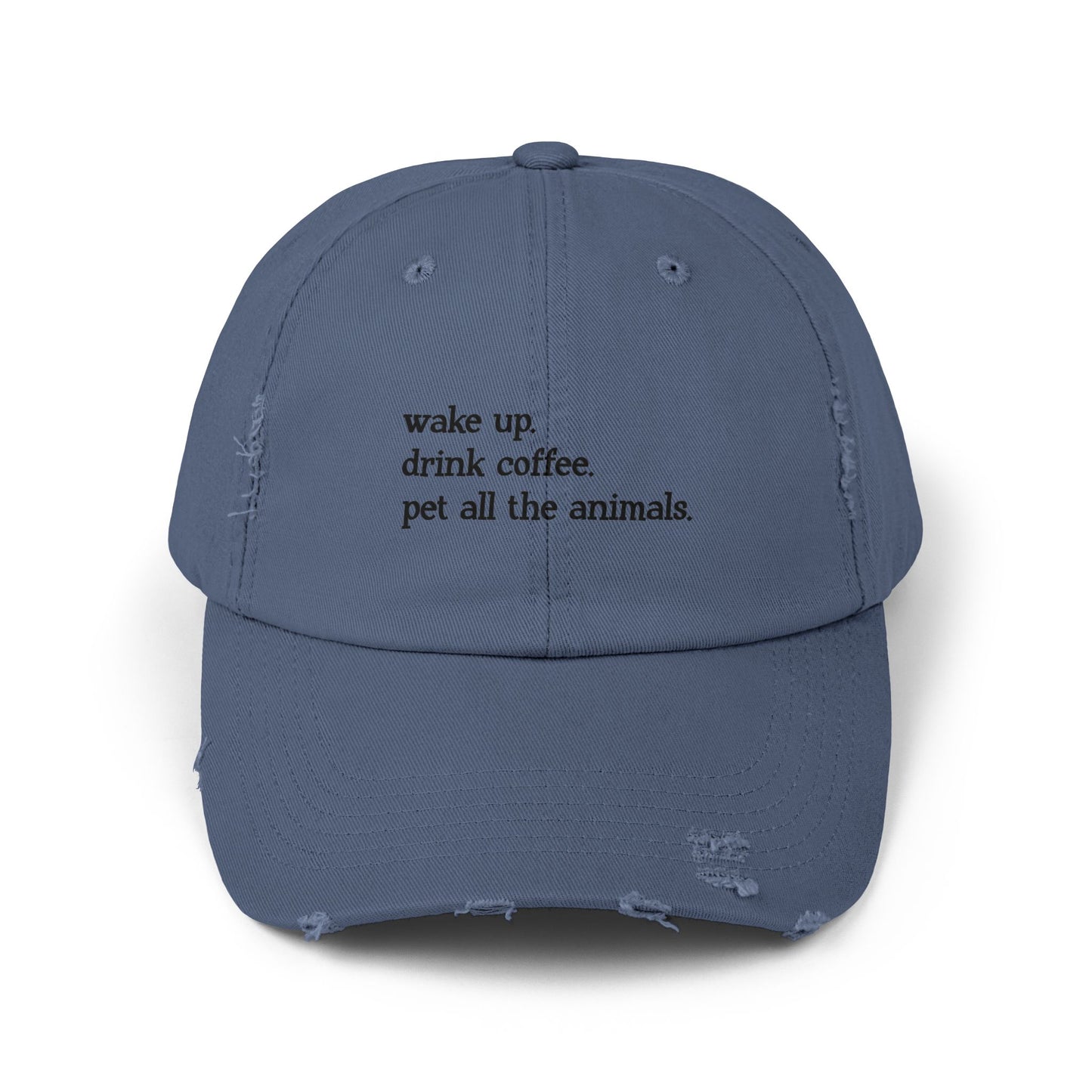 "Wake Up Routine" Distressed Cap —  Funny Truth Hat