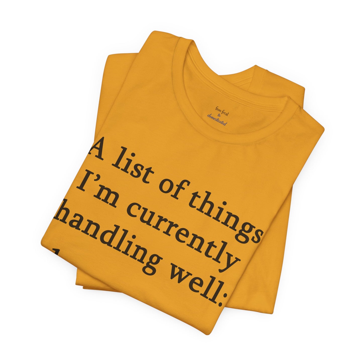 Funny 'A List of Things I'm Currently Handling Well' T-Shirt