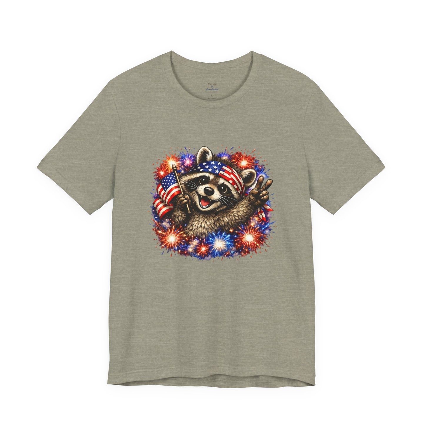 Patriot Raccoon 250th Anniversary T-Shirt — 4th of July Fireworks Flag Tee