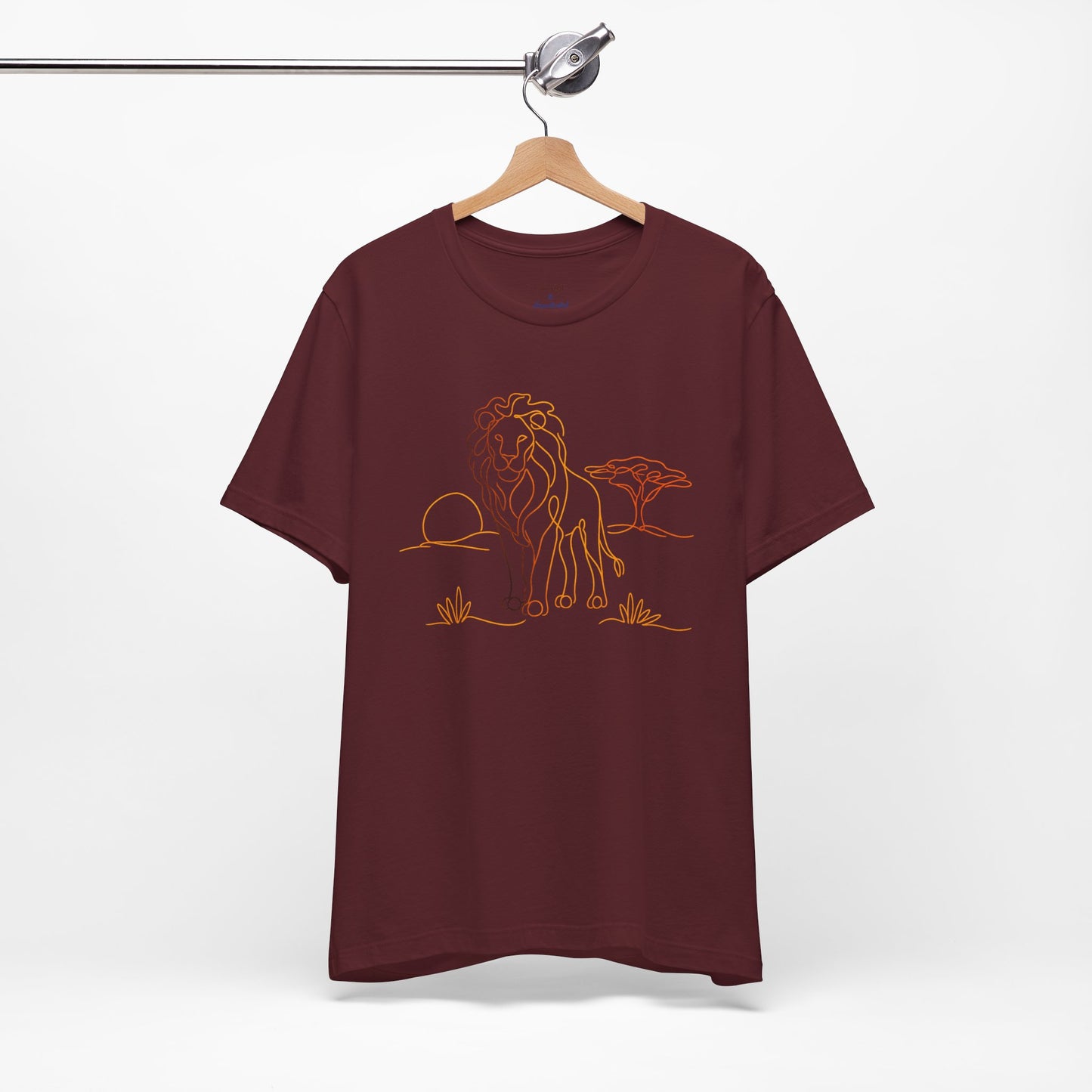 Lion Sunset Tee — Minimal Line Art Safari T-Shirt