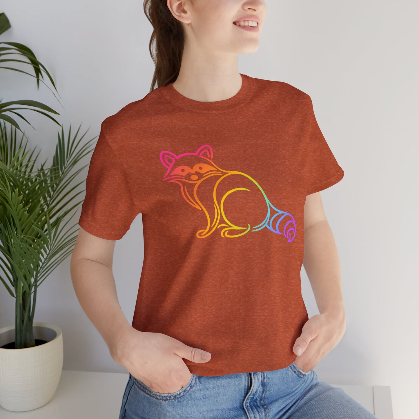 Rascal Raccoon Tee — Minimal Line Raccoon Scenic Graphic T-Shirt