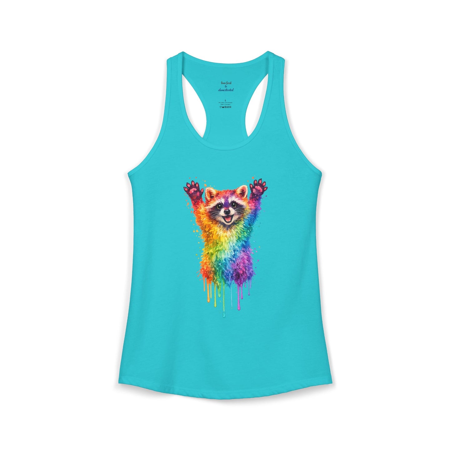 Watercolor Wildlife Raccoon Racerback Tank