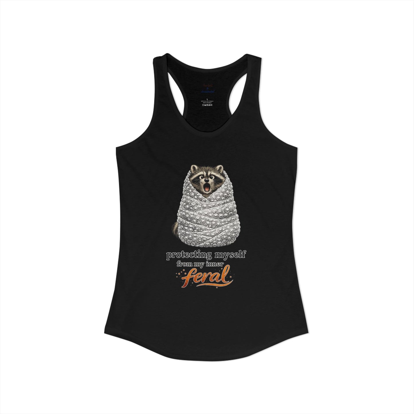 Bubble Wrap Raccoon Racerback Tank