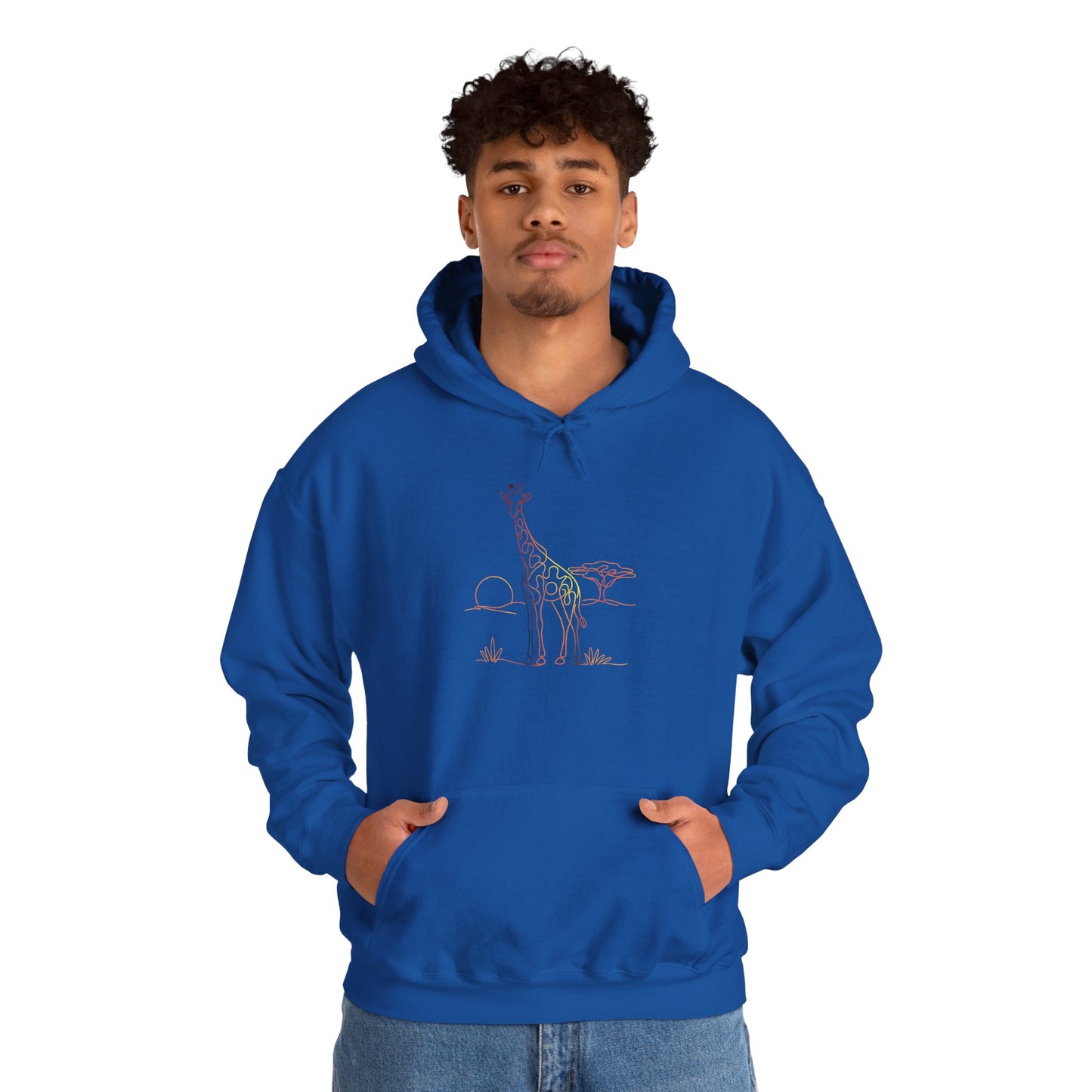 Giraffe Line Art Hoodie – Minimal Safari Illustration