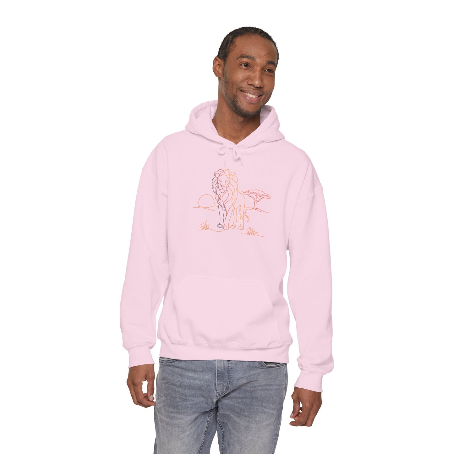 Lion Line Art Hoodie — Minimal Safari Sweatshirt