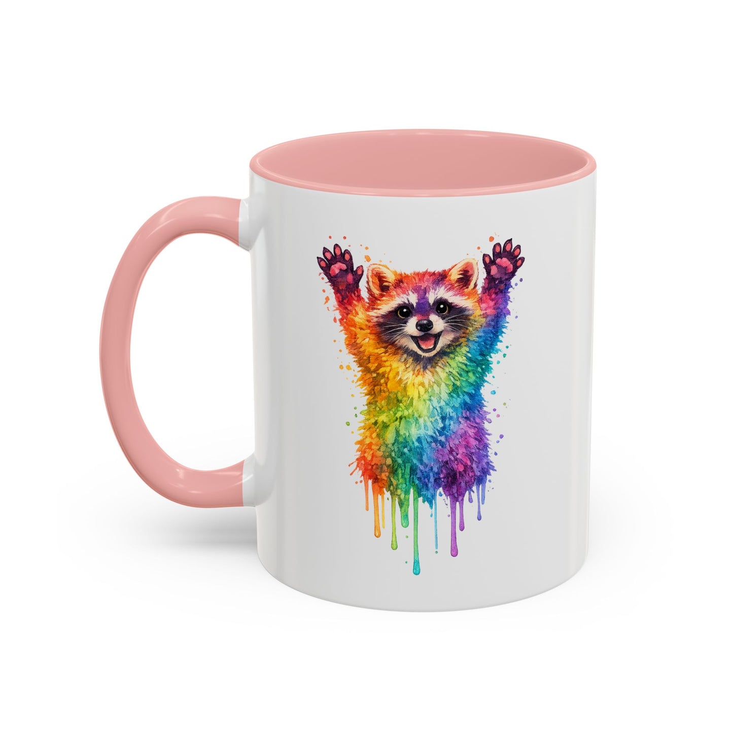 Cheerful Watercolor Raccoon Accent Coffee Mug