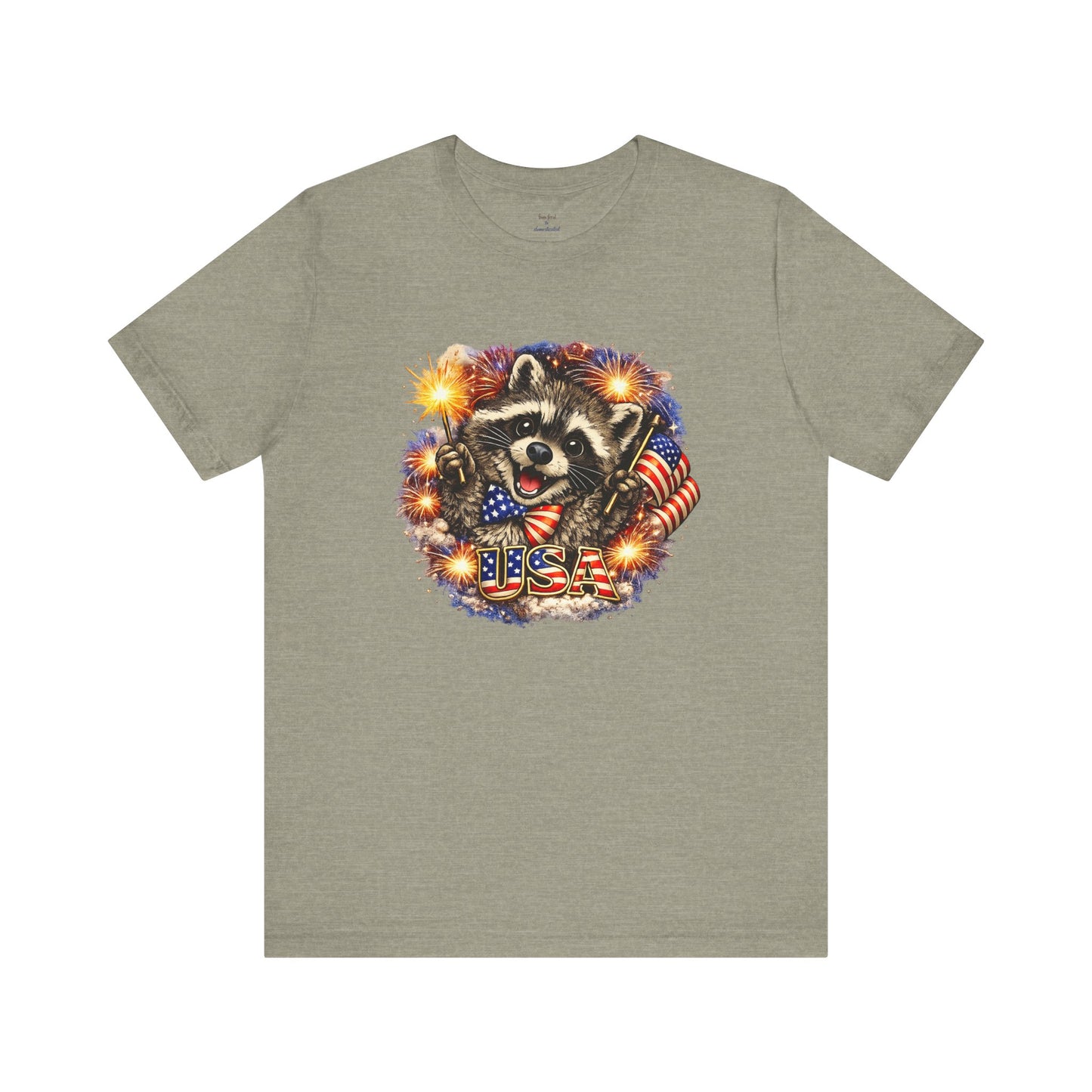 Patriot Raccoon 250th Anniversary T-Shirt — 4th of July Fireworks Flag Tee