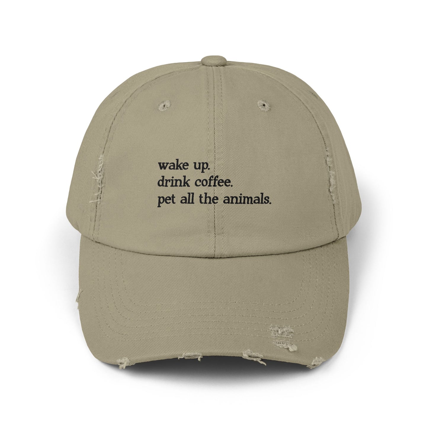 "Wake Up Routine" Distressed Cap —  Funny Truth Hat