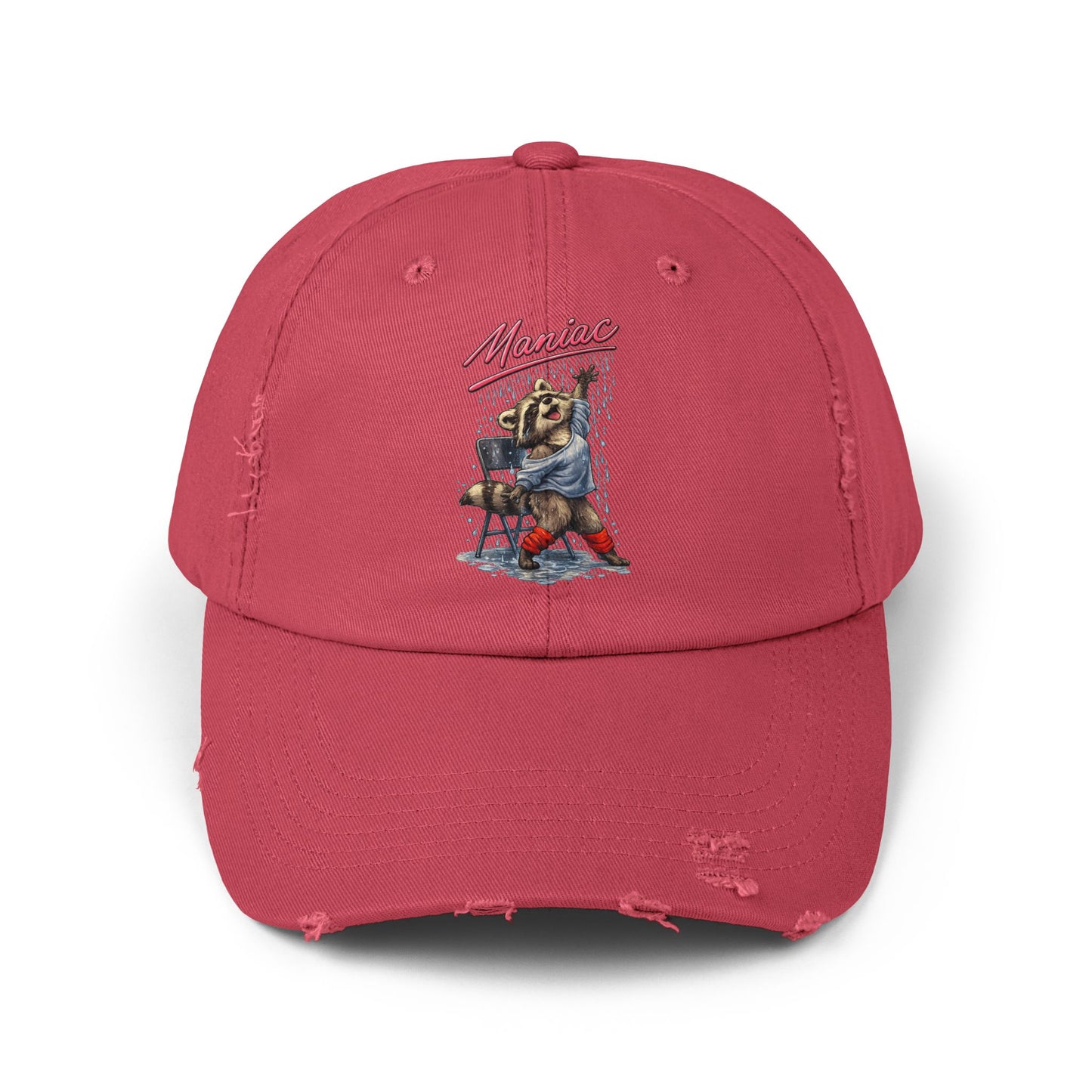 Maniac Distressed Cap — Raccoon Mom/Dad Funny Dad Hat