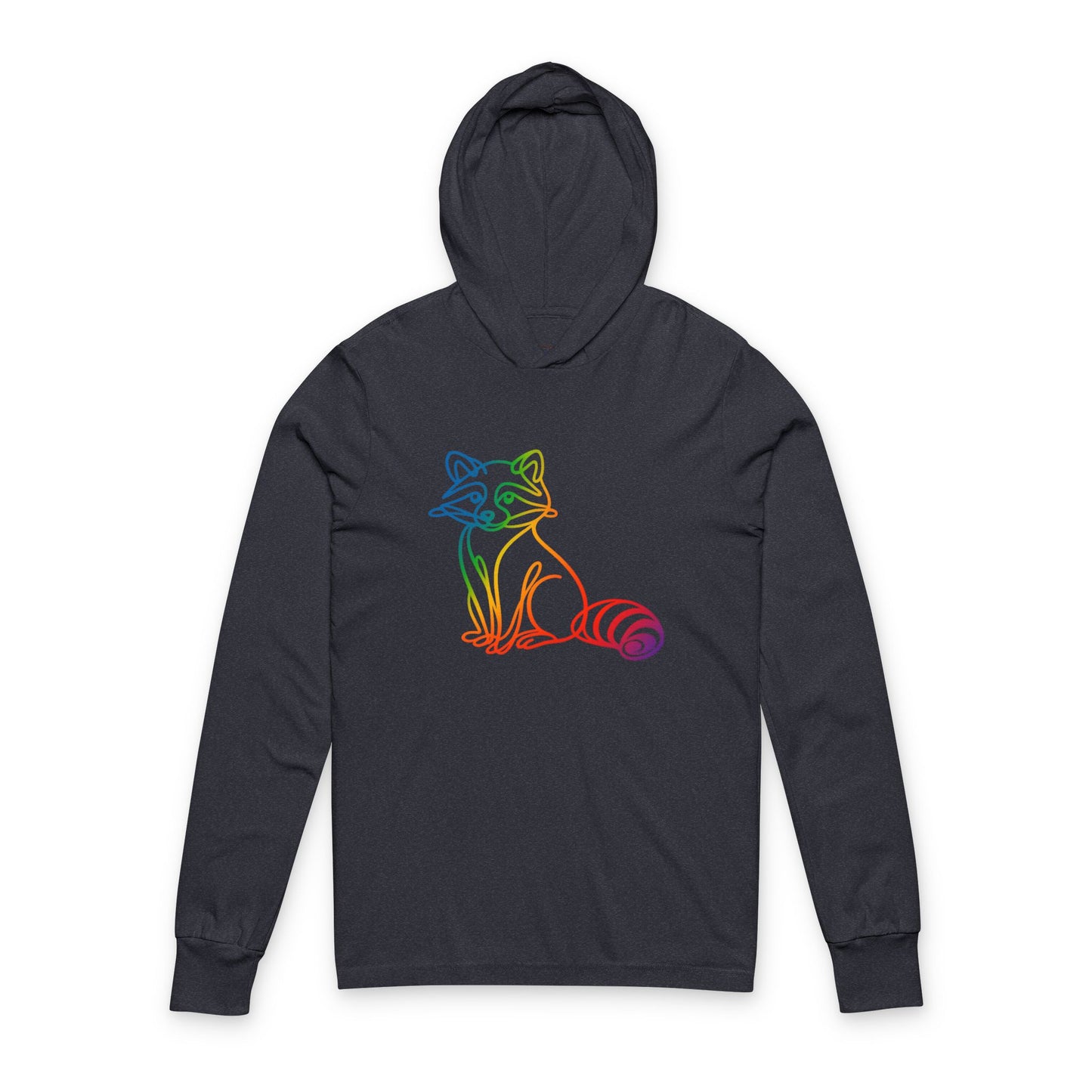 Continuous Line Art | Sitting Raccoon Hooded Long Sleeve Tee