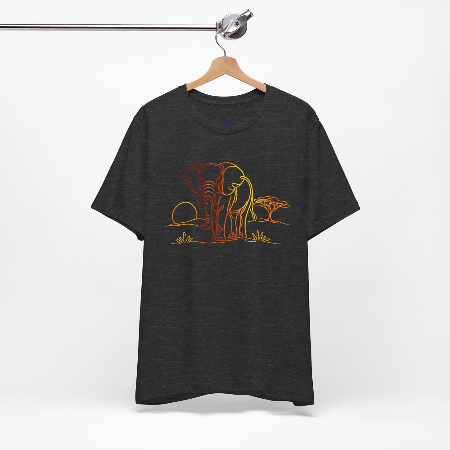Elephant Sunset Tee — Minimal Line Art Safari T-Shirt