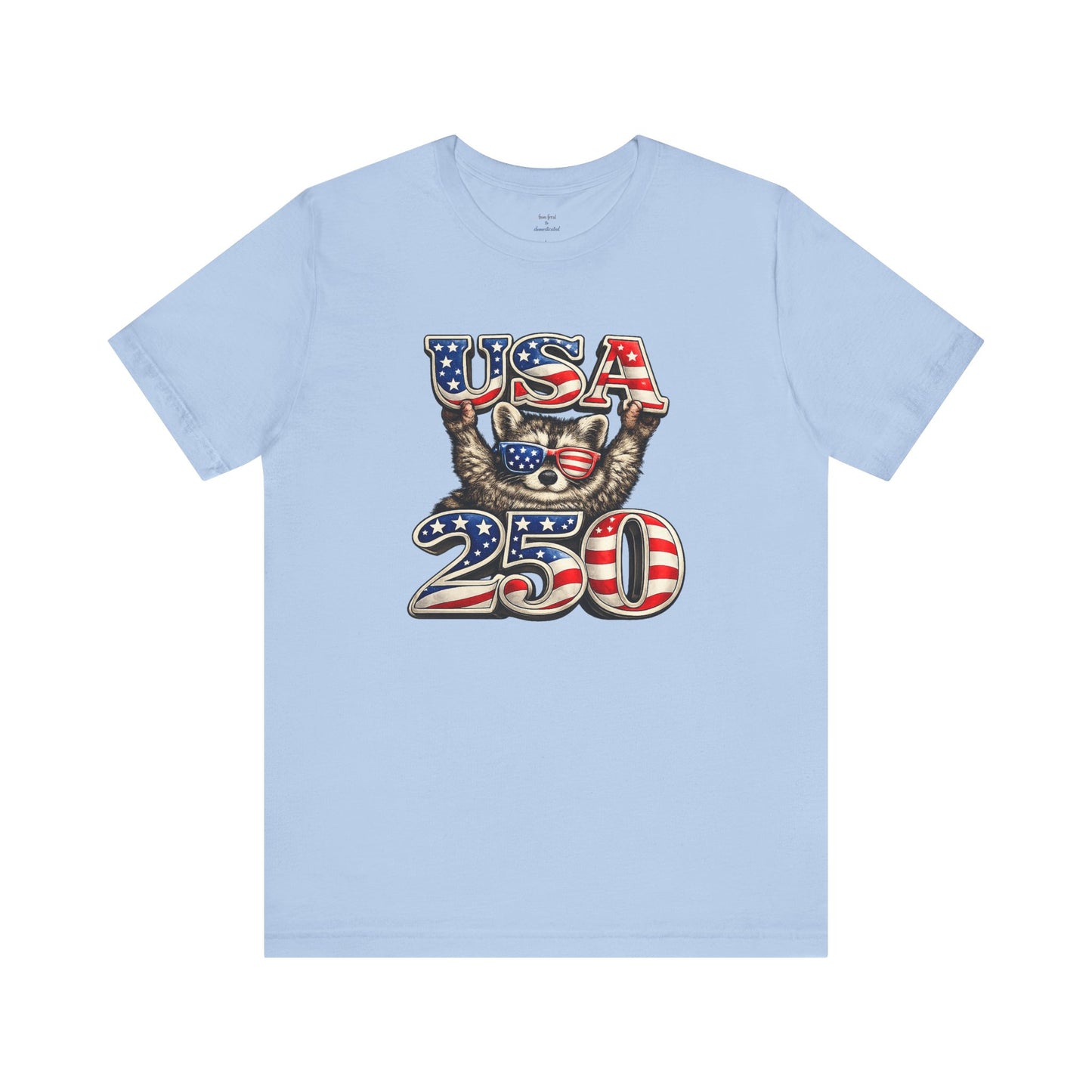 Patriot Raccoon 250th Anniversary T-Shirt — 4th of July Fireworks Flag Tee