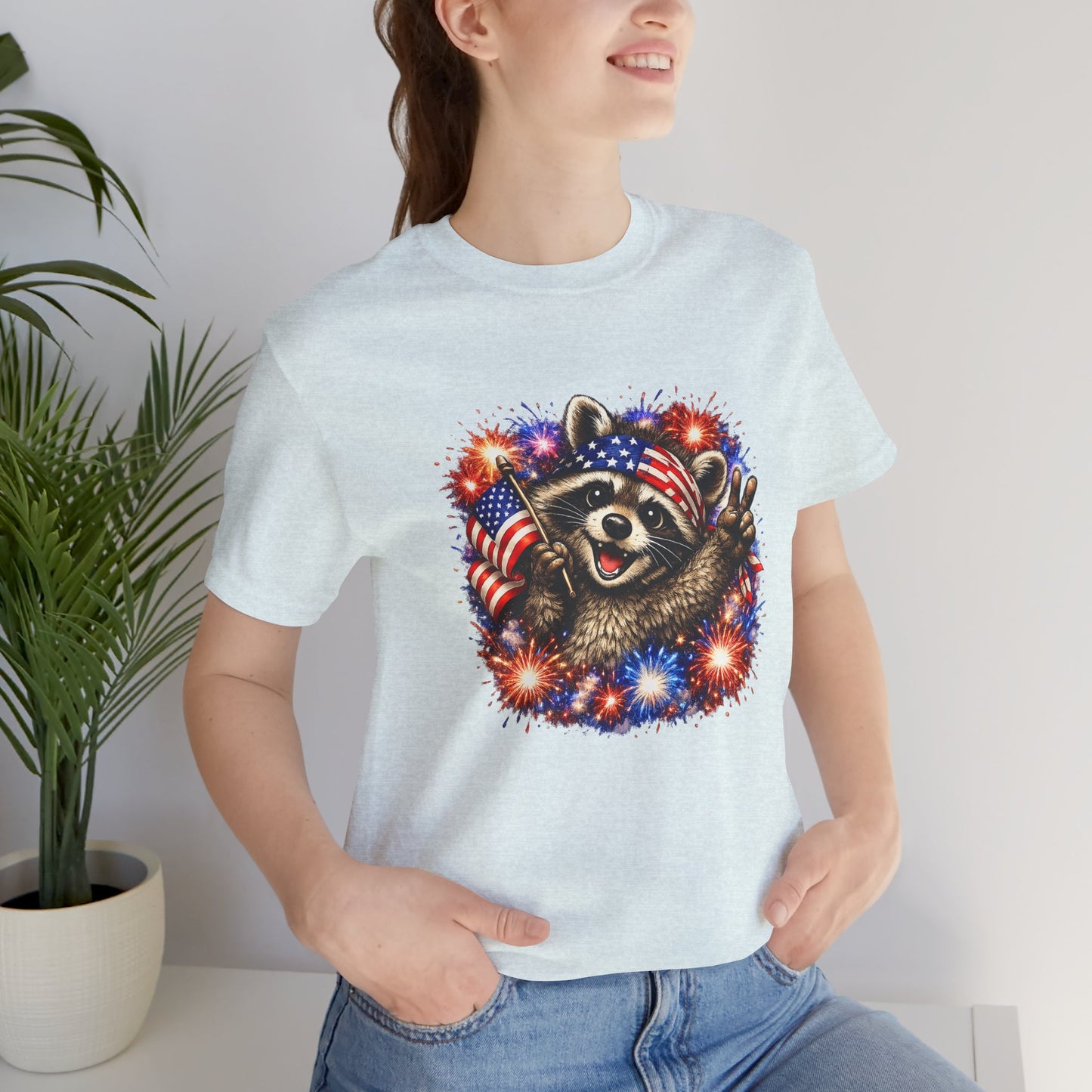 Patriot Raccoon 250th Anniversary T-Shirt — 4th of July Fireworks Flag Tee