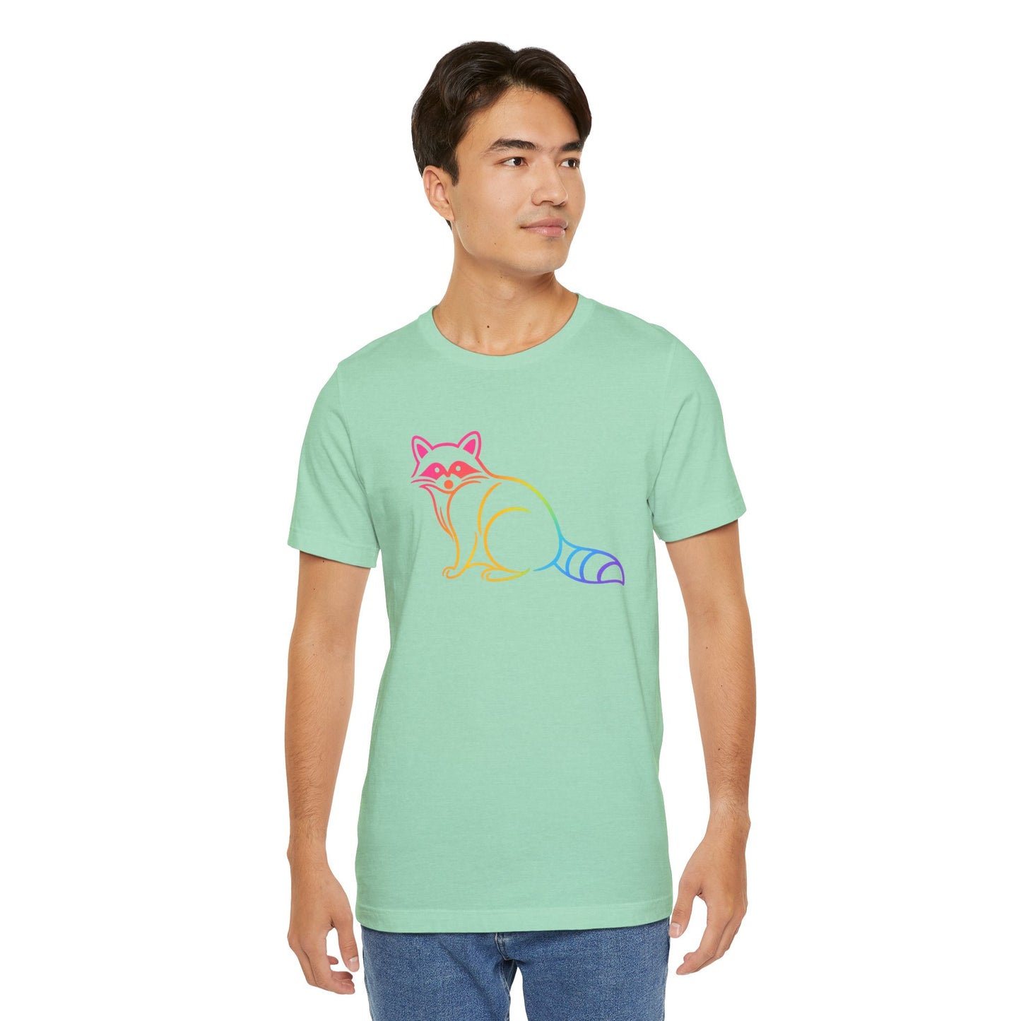 Raccoon Tee — Minimal Line Raccoon Scenic Graphic T-Shirt