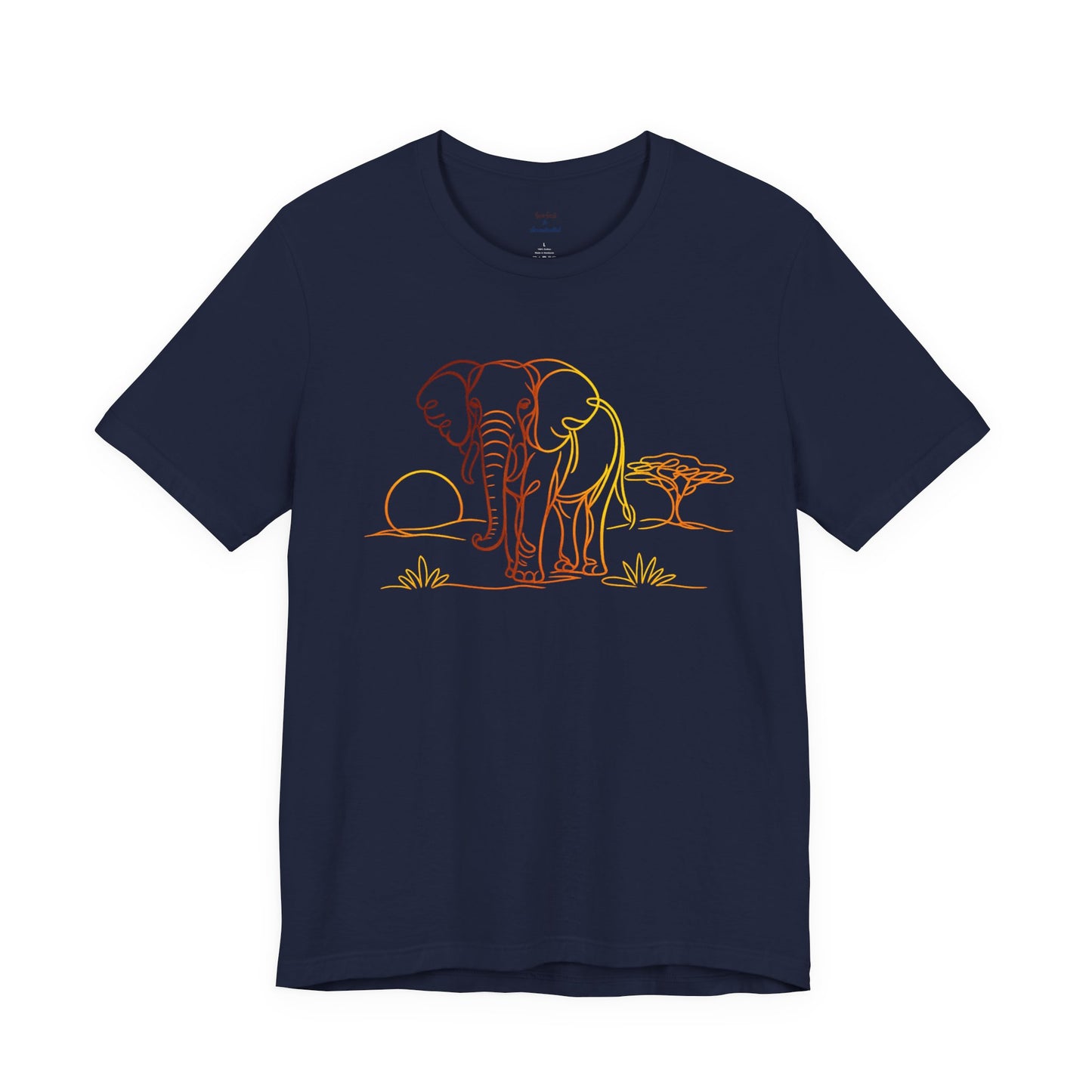 Elephant Sunset Tee — Minimal Line Art Safari T-Shirt