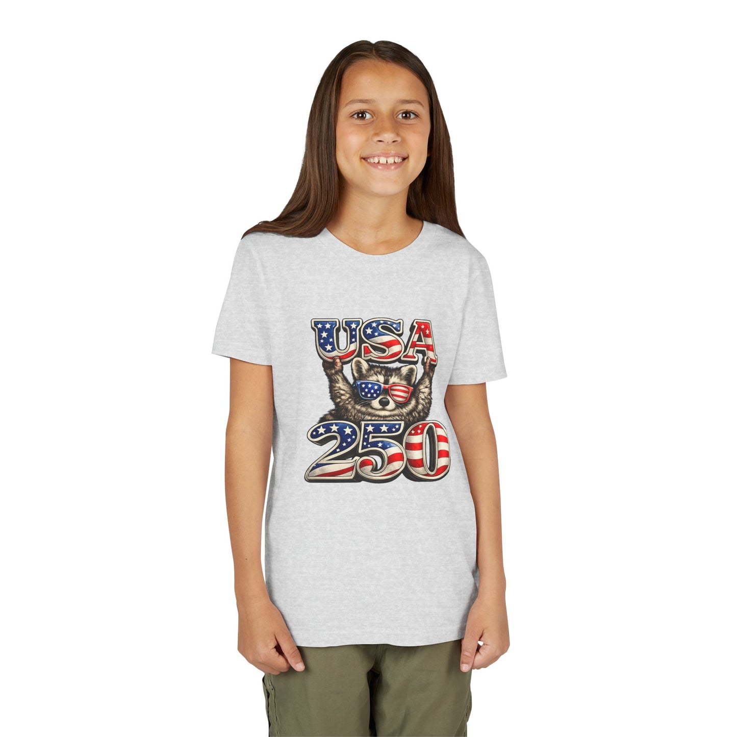 Patriotic Raccoon Youth Tee — Raccoon with USA 250