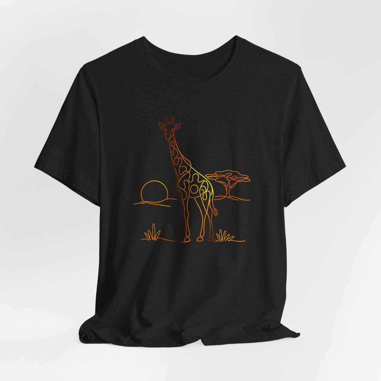 Giraffe Sunset Tee — Minimal Line Art Safari T-Shirt