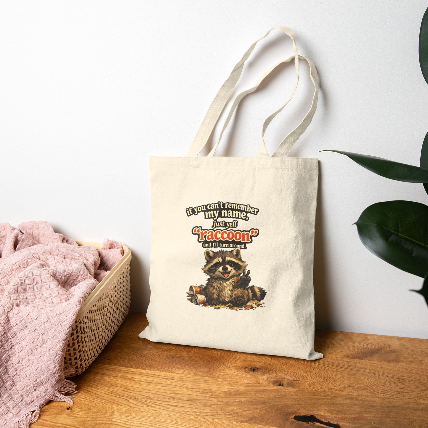 Yell Raccoon Canvas Tote Bag