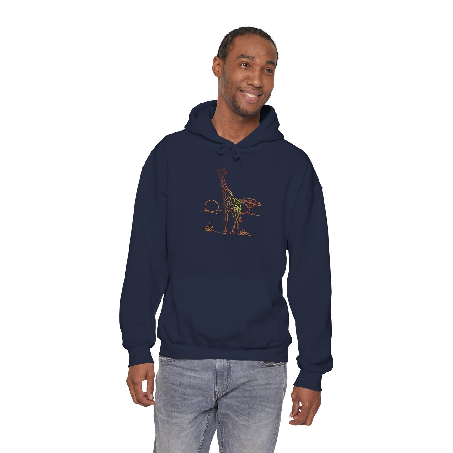 Giraffe Line Art Hoodie – Minimal Safari Illustration