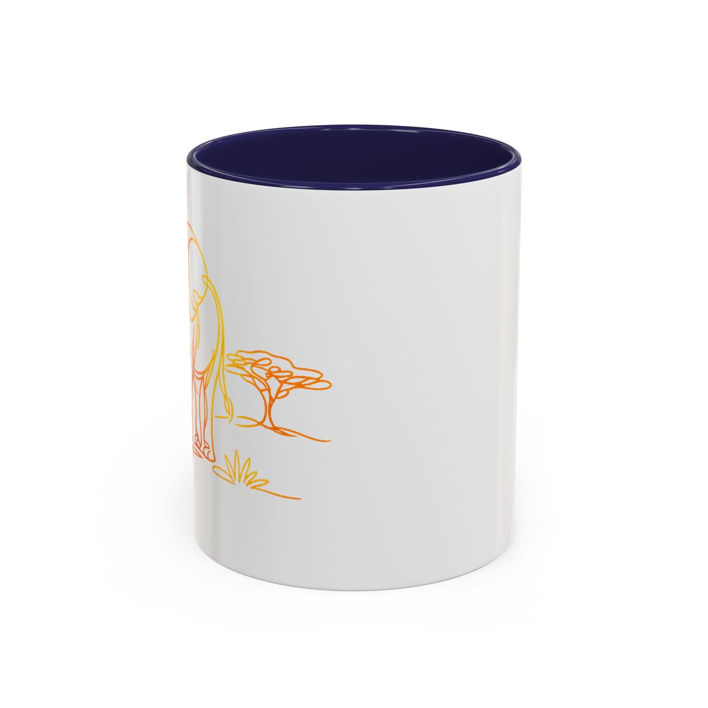 Safari Sunrise Coffee Mug — Minimal Line Elephant Design (11/15oz)