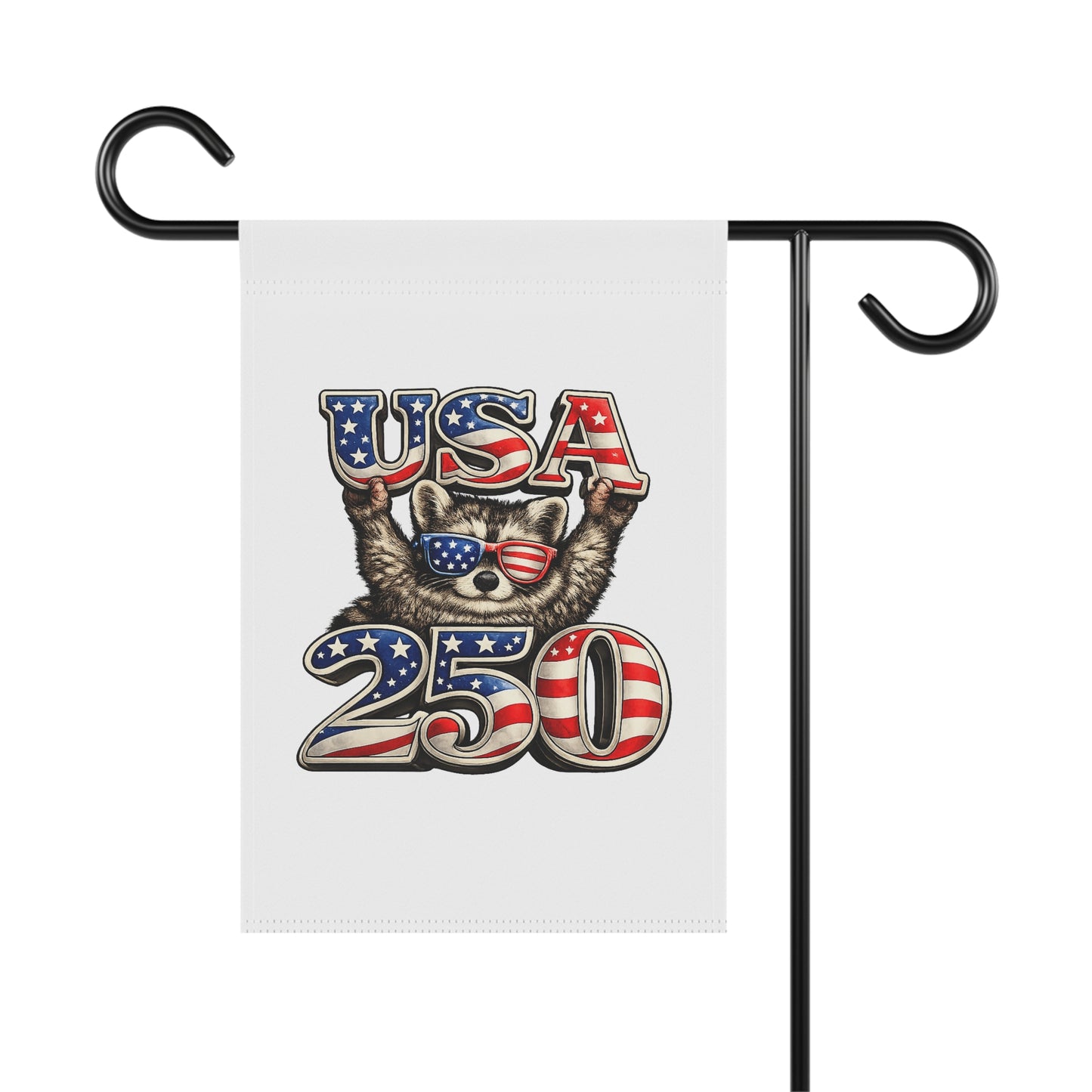 Patriotic Raccoon 250 Garden Flag — 4th of July House Banner