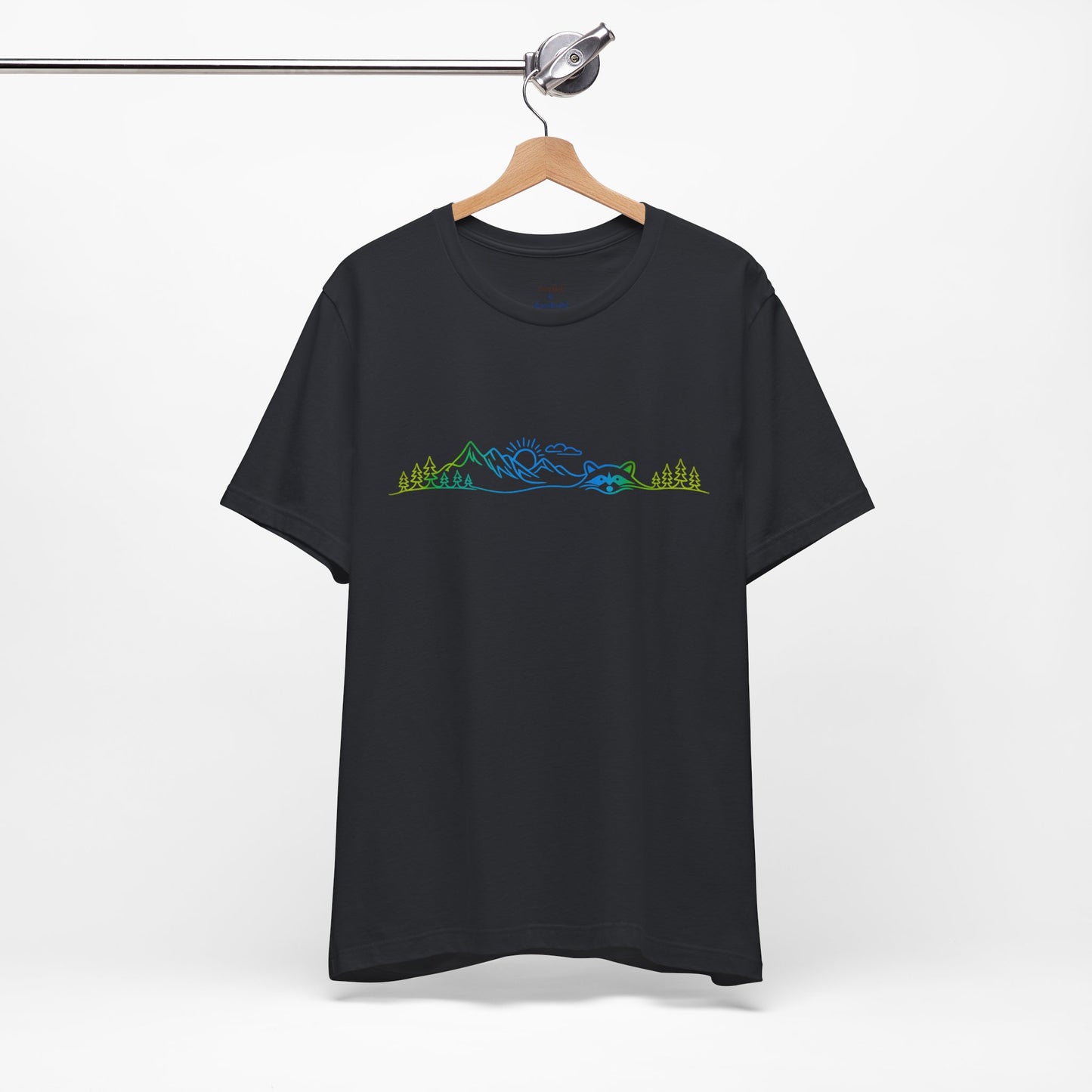 Raccoon Tee — Minimal Line Raccoon Scenic Graphic T-Shirt