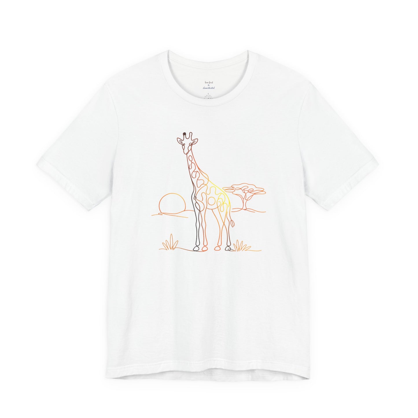 Giraffe Sunset Tee — Minimal Line Art Safari T-Shirt