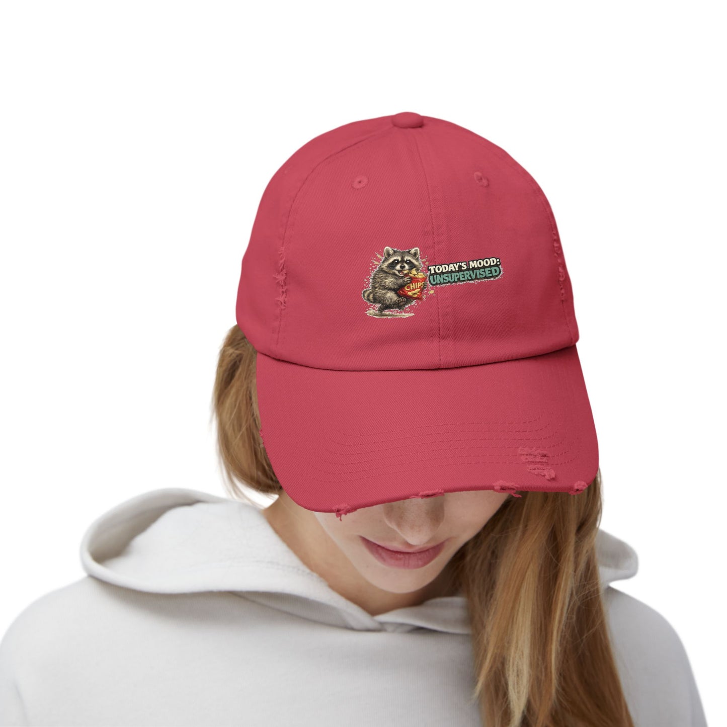 Today's Mood Distressed Cap — Raccoon Mom/Dad Funny Dad Hat