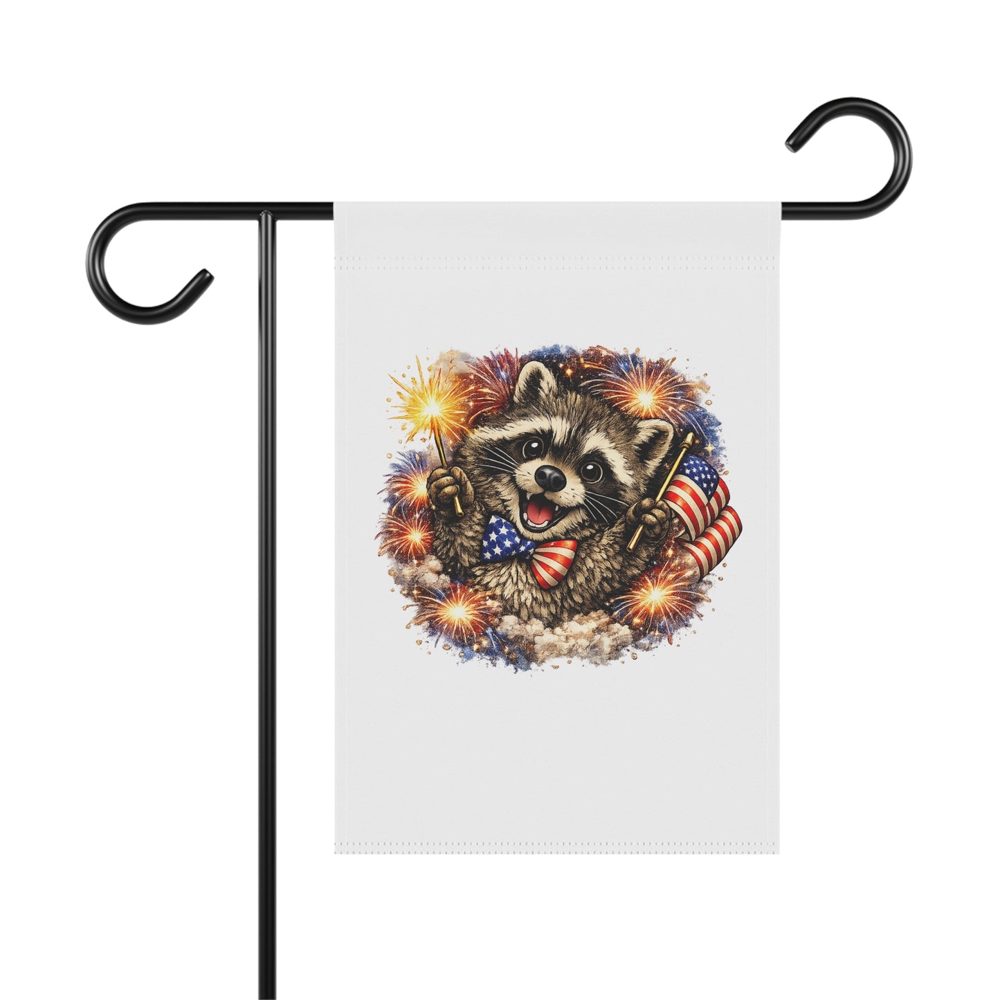 Patriotic Raccoon 250 Garden Flag — 4th of July House Banner
