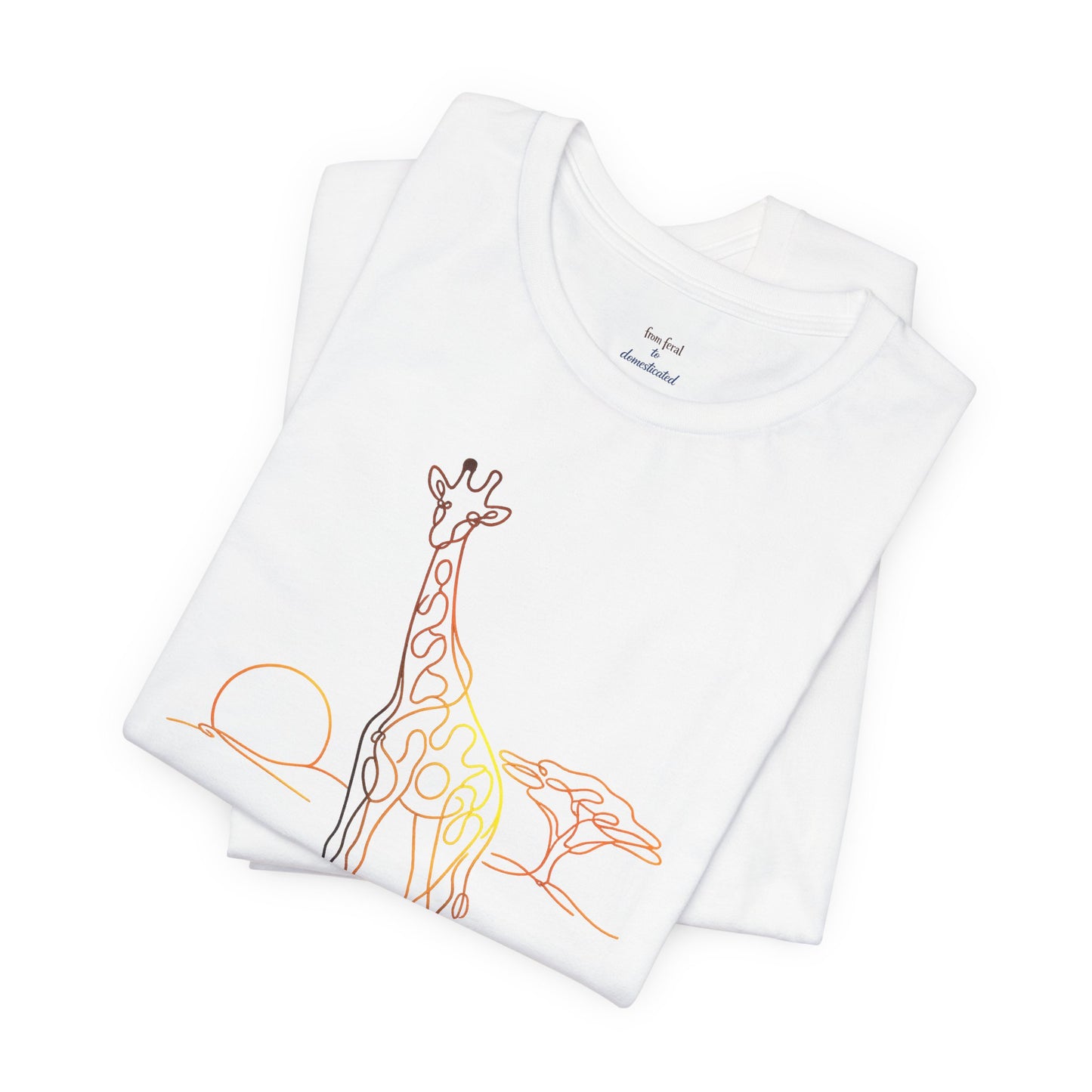 Giraffe Sunset Tee — Minimal Line Art Safari T-Shirt