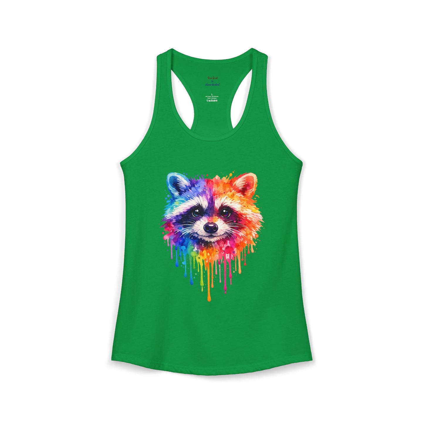 Watercolor Wildlife Raccoon Racerback Tank