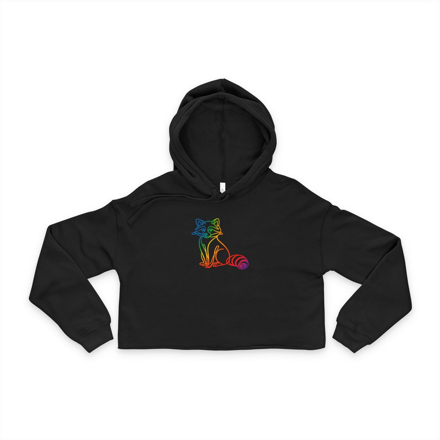 Sitting Rainbow Raccoon Cropped Hoodie