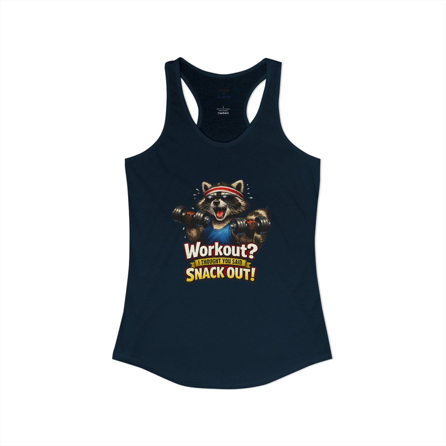 Snack Out Raccoon Racerback Tank