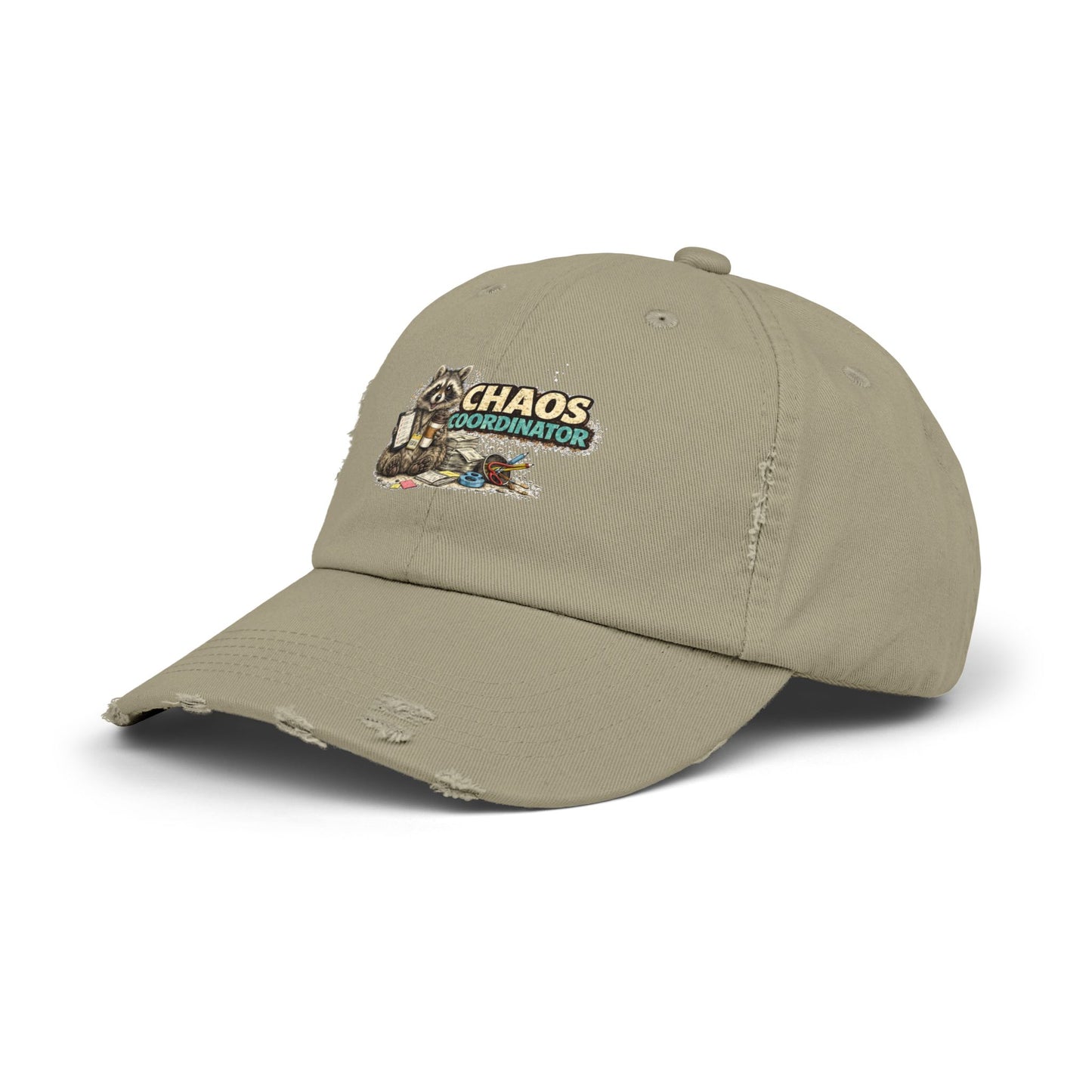 Chaos Coordinator Distressed Cap — Raccoon Mom/Dad Funny Dad Hat