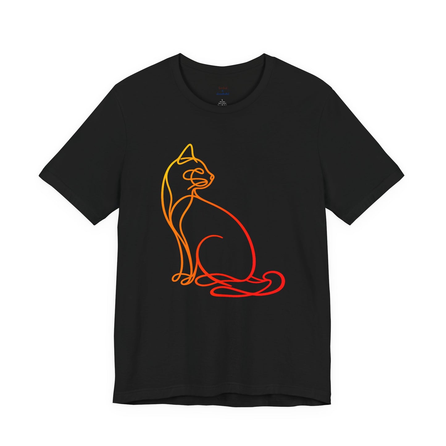 Colorful Line-Work Sitting Cat T-Shirt